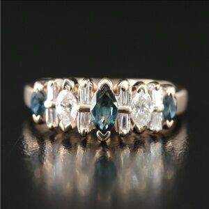 14K Sapphire and Diamond Ring - sz 5.75